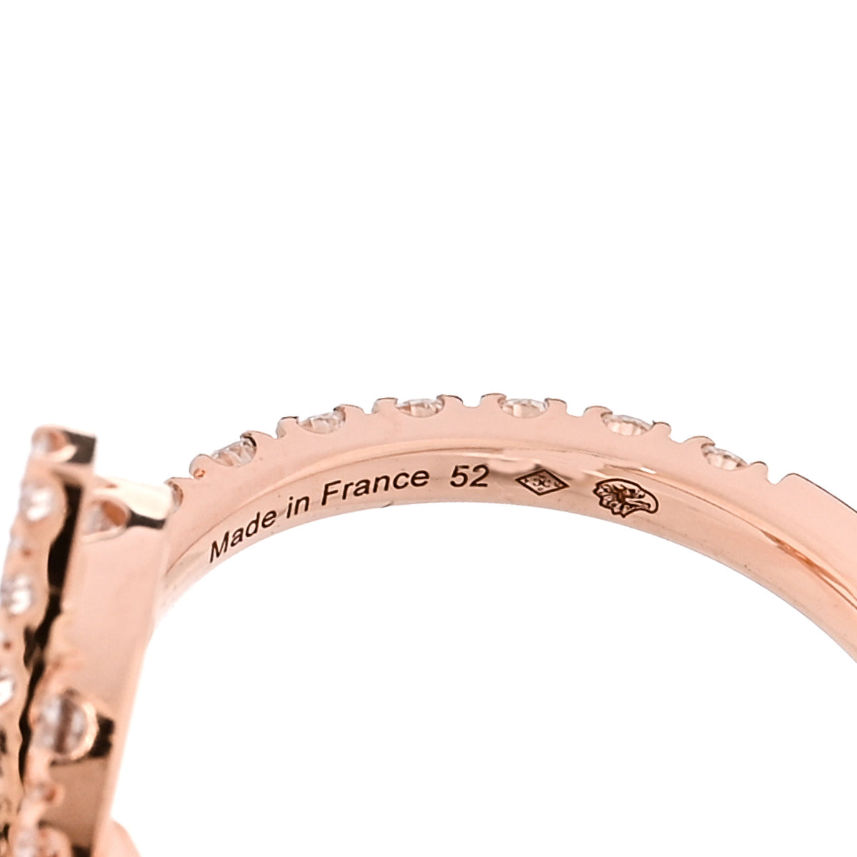 Hermes 18K Rose Gold Diamond Finesse Ring 52 6 5 of 6