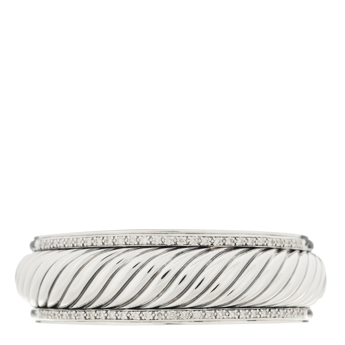Sterling Silver Diamond 20mm Sculpted Cable Cuff Bracelet