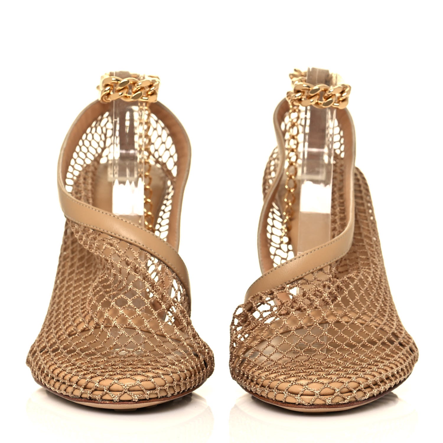 Bottega Veneta Mesh Nappa Chunky Chain Sandals 38 Beige Pony 2 of 8