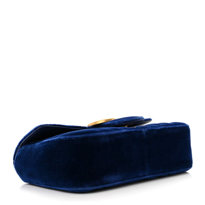 Gucci Velvet Matelasse Mini GG Marmont Shoulder Bag Cobalt Blue 4 of 11