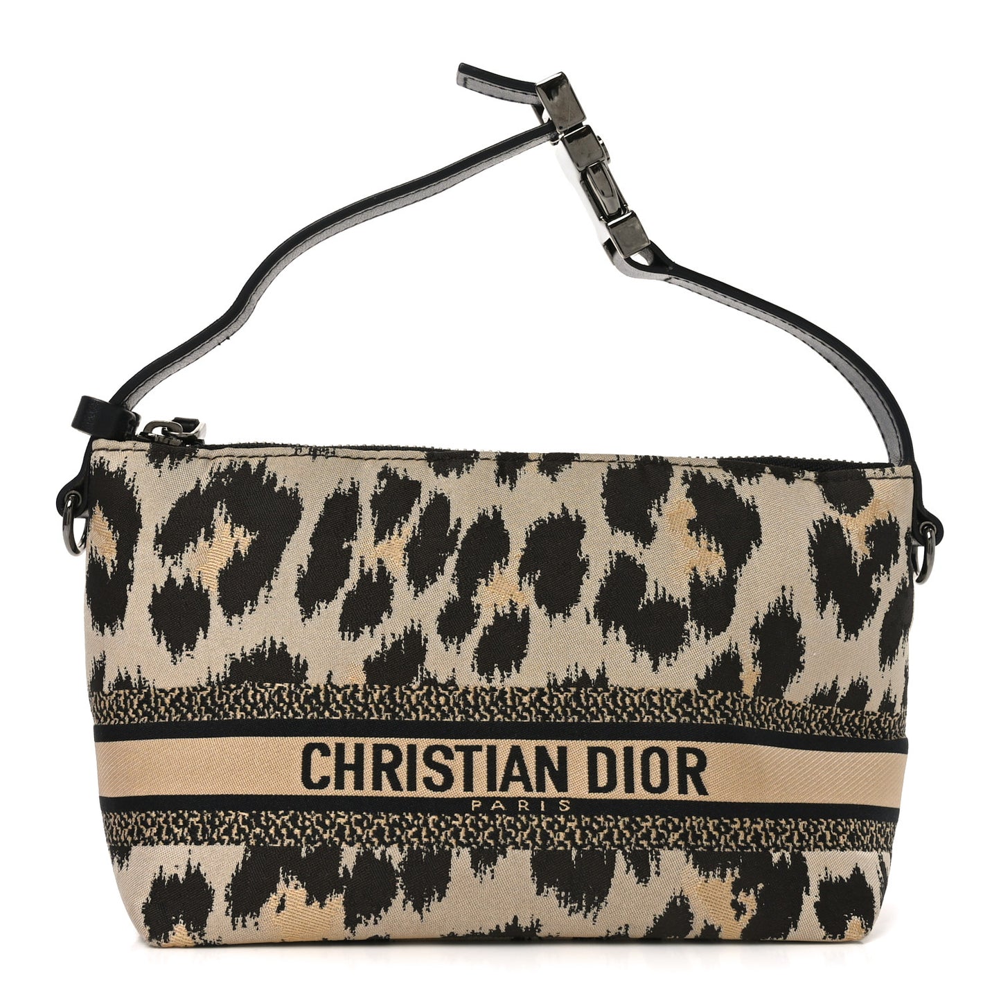 Canvas Mizza Embroidered Leopard DiorTravel Nomad Pouch Beige