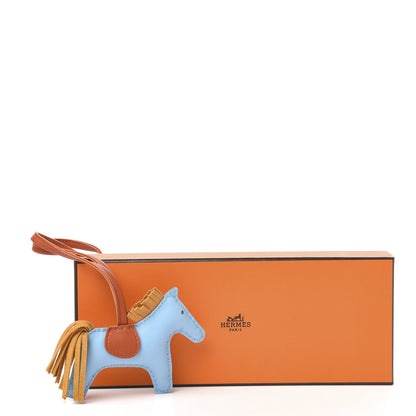 Hermes Milo Lambskin Grigri Rodeo Horse Bag Charm PM Celeste Naturel Bouton D'Or Cornaline 5 of 5