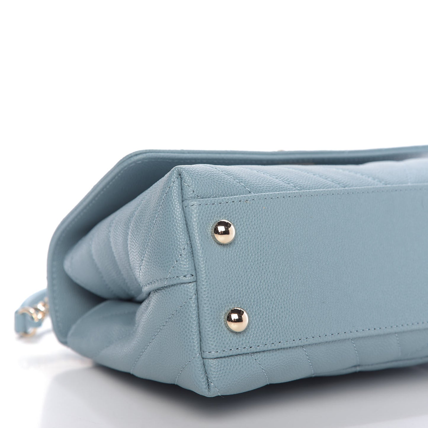 Caviar Chevron Quilted Mini Coco Handle Flap Sky Blue