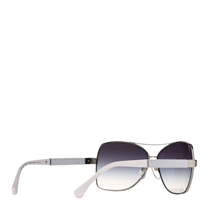 Chanel Lambskin Quilted CC Aviator Sunglasses 4195-Q White Silver 4 of 10