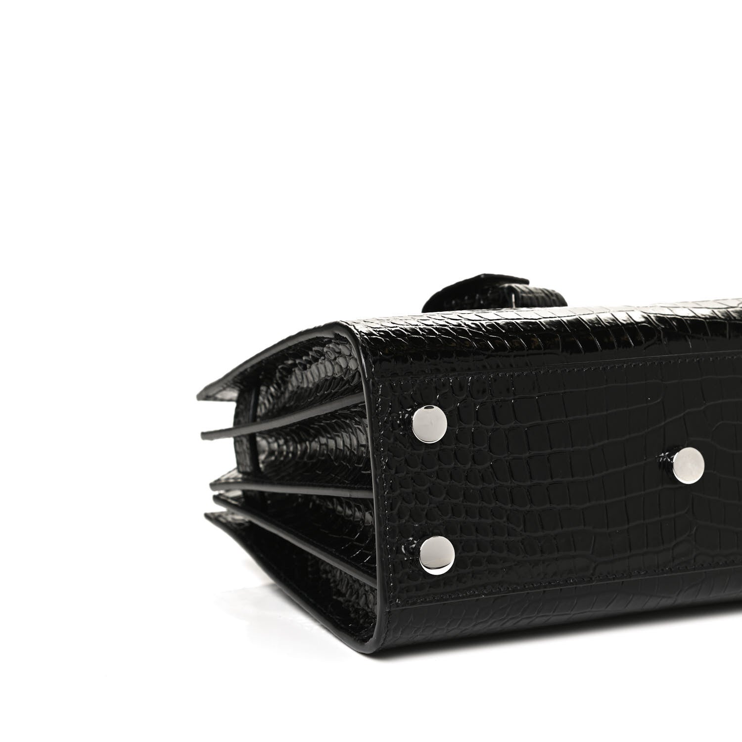 Saint Laurent Calfskin Crocodile Embossed Nano Sac De Jour Black 9 of 10