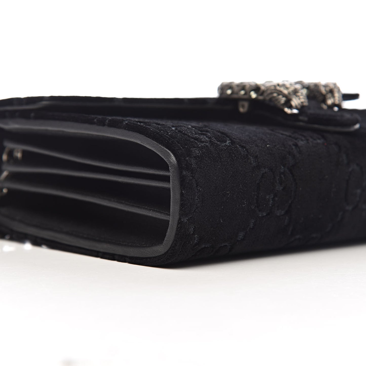 Velvet GG Monogram Mini Dionysus Chain Wallet Black