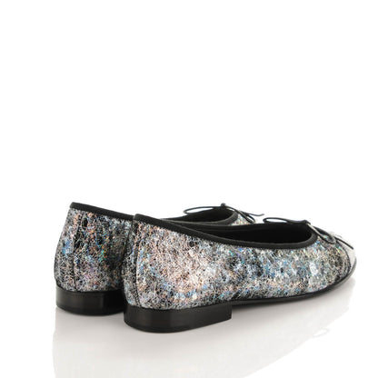 Chanel Metallic Calfskin Hologram Cap Toe Ballerina Flats 37 Silver 5 of 8