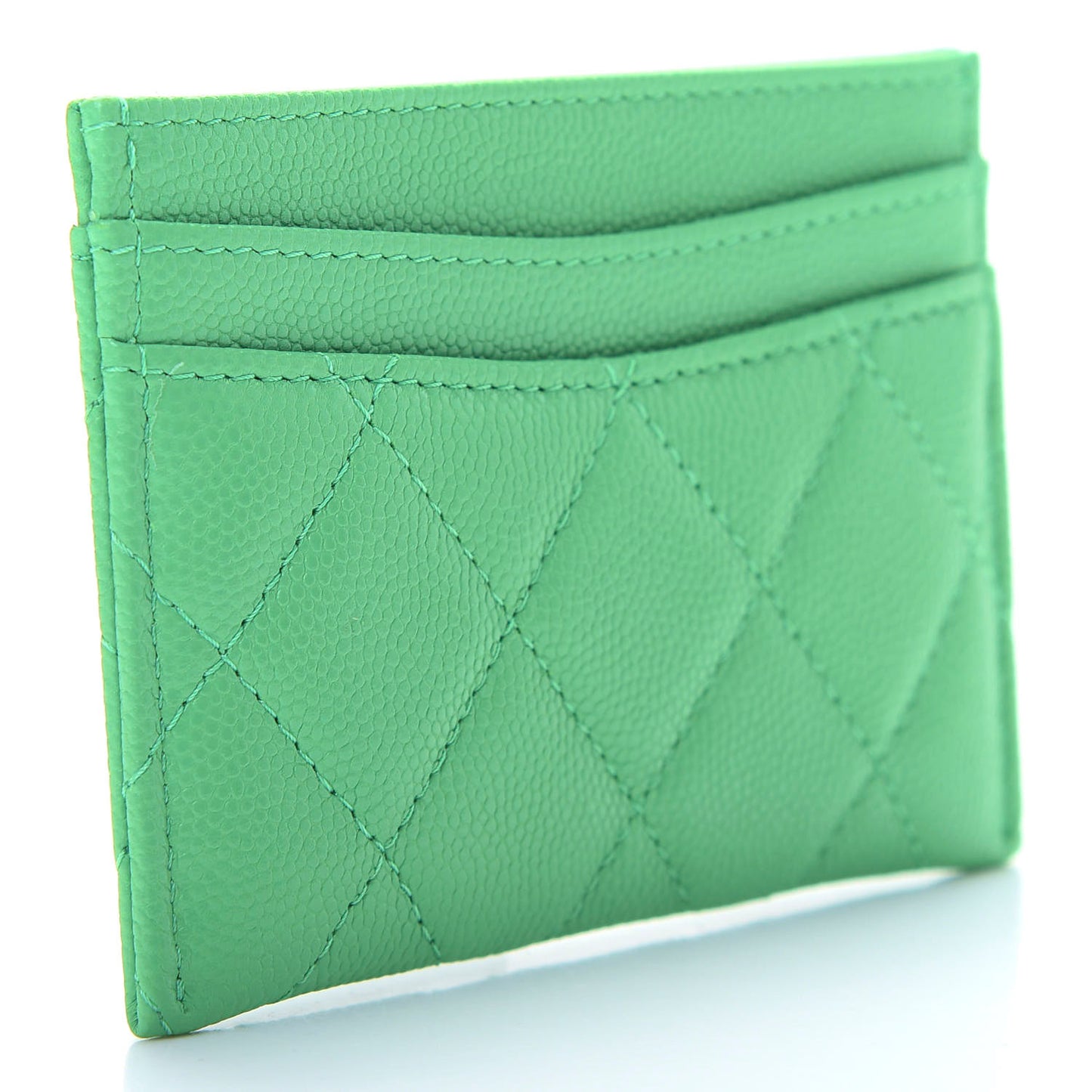 Caviar Quilted Card Holder Green