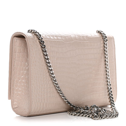 Saint Laurent Calfskin Crocodile Embossed Small Classic Monogram Kate Tassel Satchel Light Pink 3 of 14