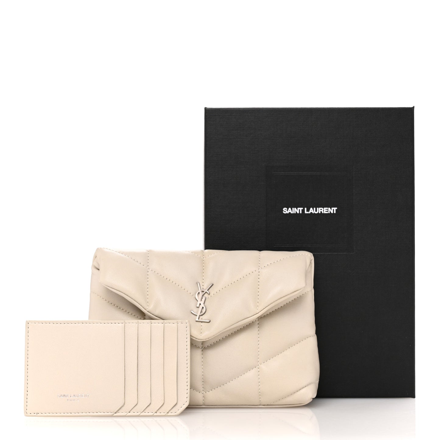 Lambskin Monogram Loulou Puffer Pouch Clutch Crema Soft