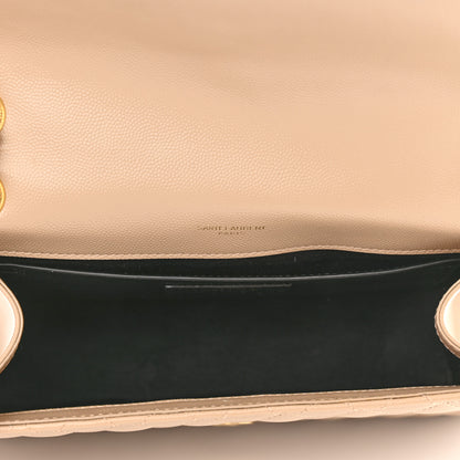 Saint Laurent Grain De Poudre Textured Mixed Matelasse Medium Triquilt Monogram Satchel Dark Beige 5 of 11