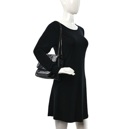 Saint Laurent Crinkled Calfskin Matelasse Monogram Medium Niki Chain Satchel Black 2 of 12