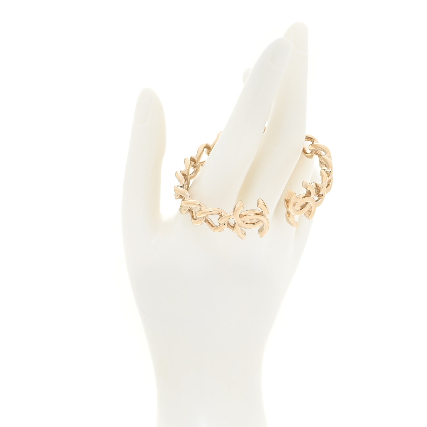 Metal CC Chain Link Cuff Bracelet Gold