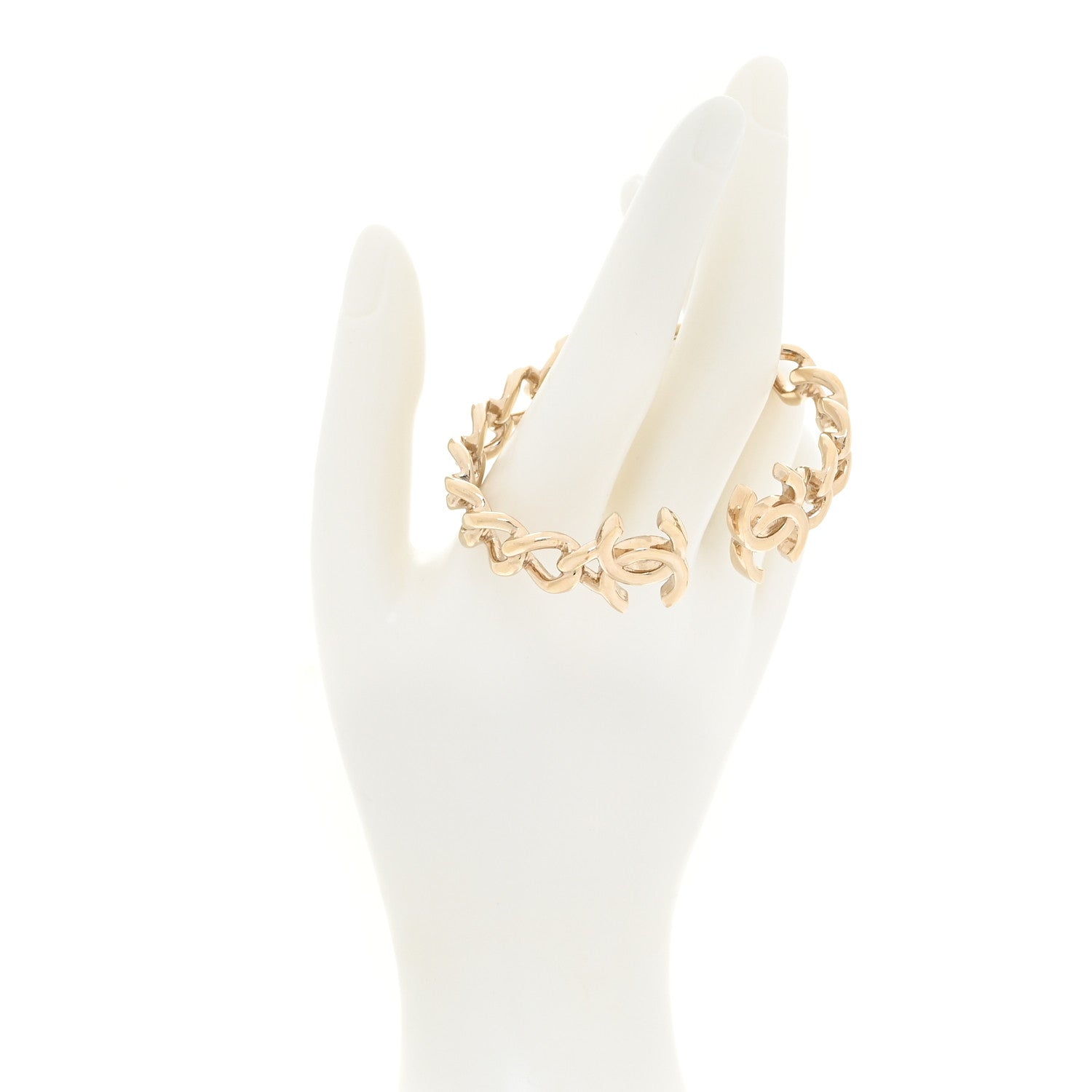 Chanel Metal CC Chain Link Cuff Bracelet Gold 2 of 6