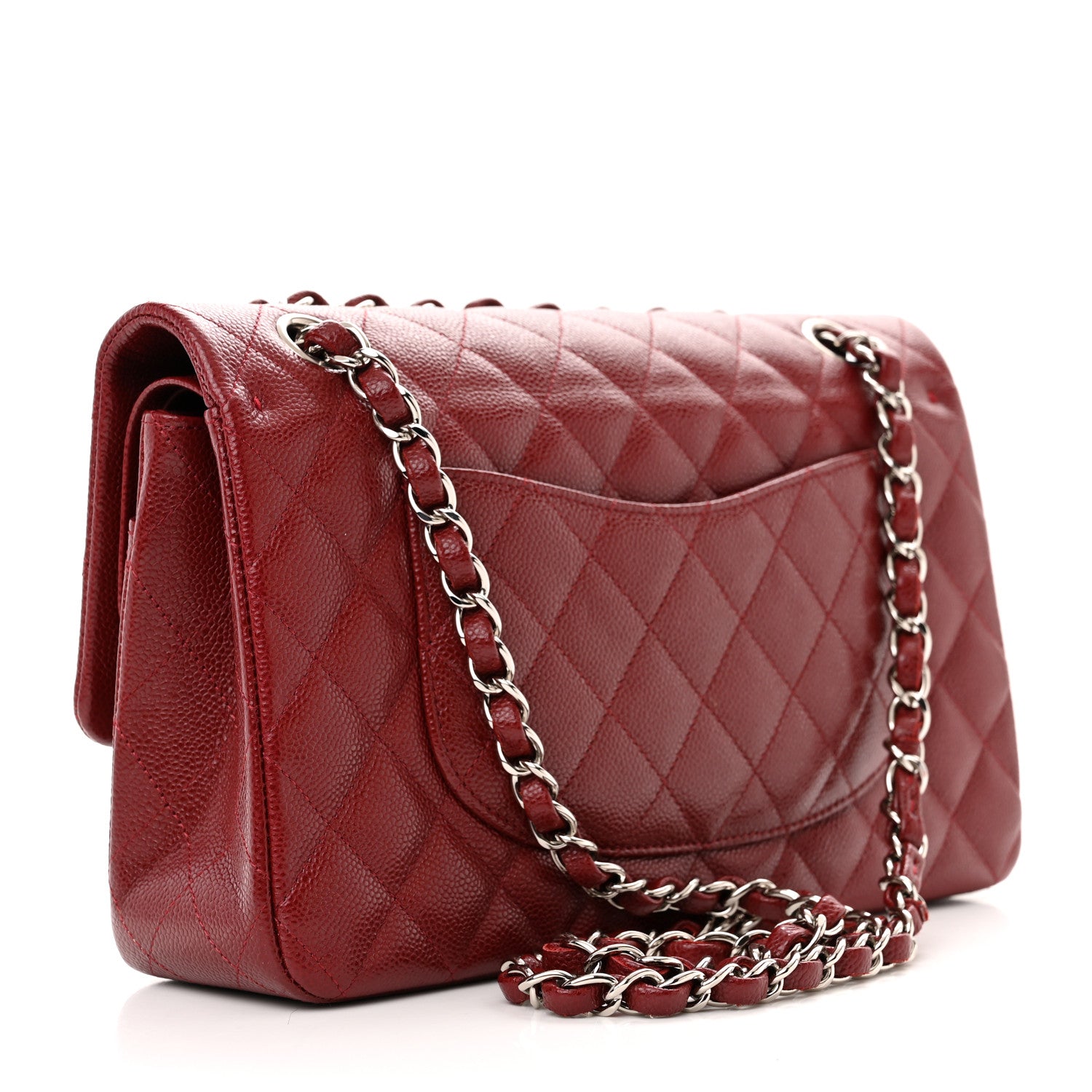 Chanel Caviar Quilted Medium Double Flap Dark Red 3 of 12