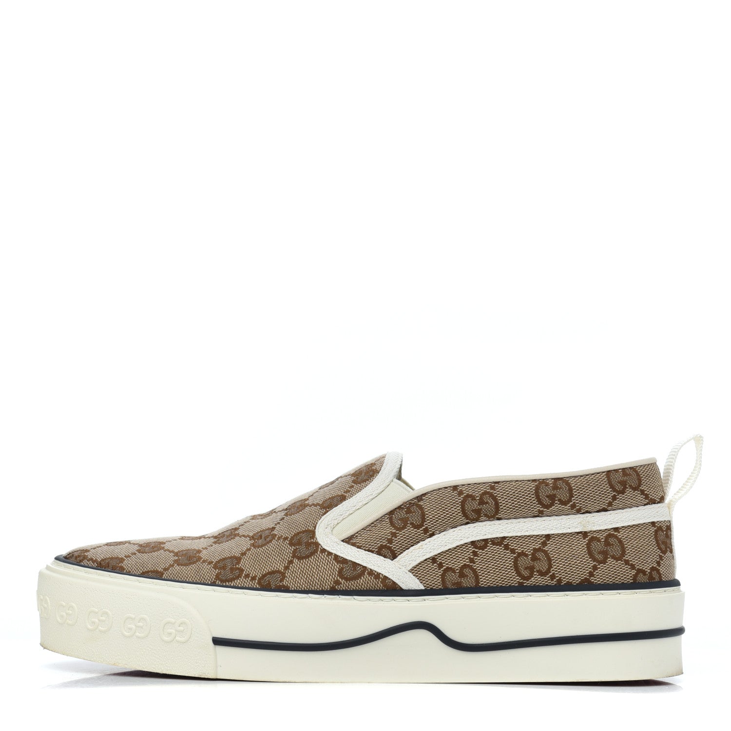 Gucci GG Monogram Womens 1977 Tennis Slip On 30mm Sneakers 38 Beige Ebony Mystic White 1 of 17