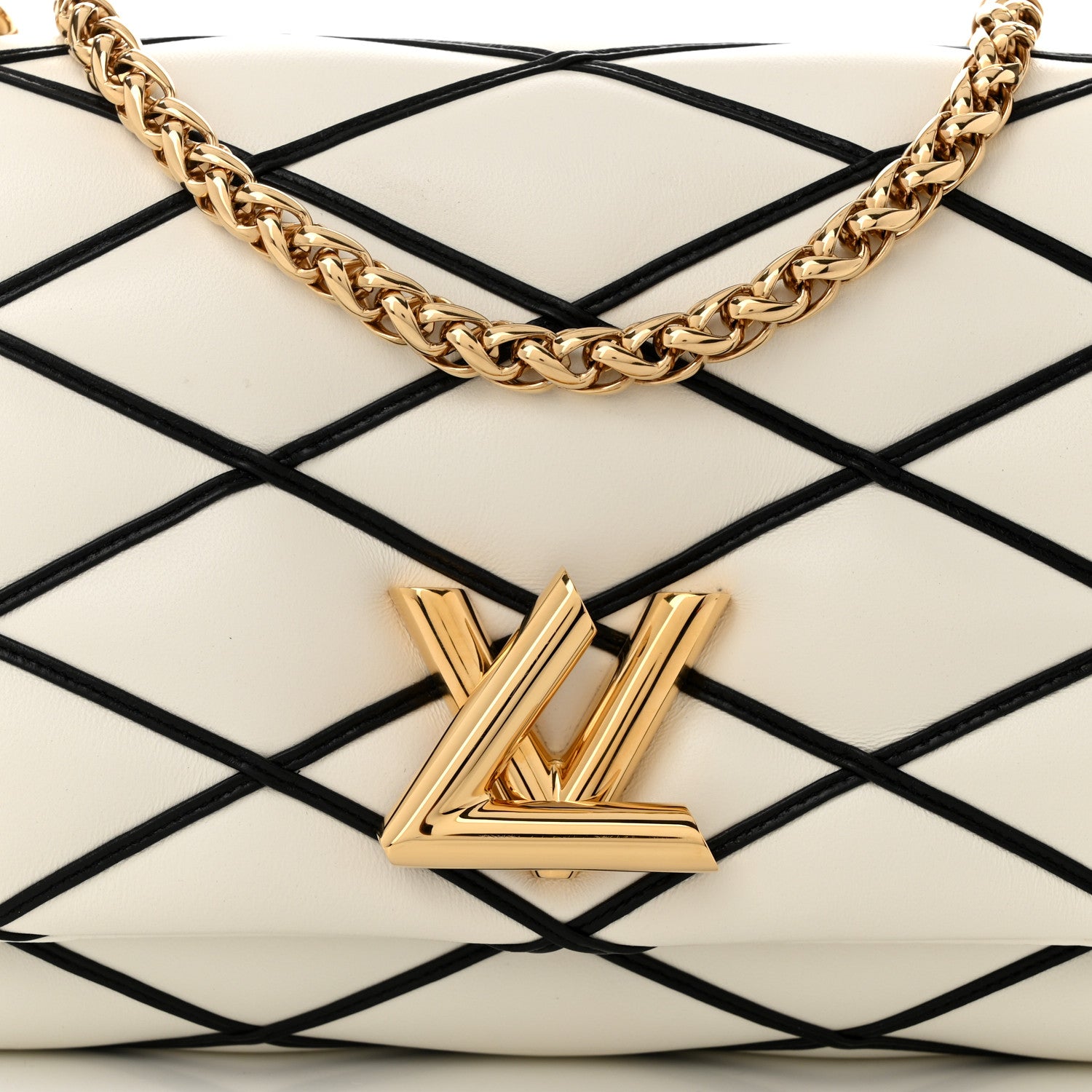 Louis Vuitton Lambskin Malletage Top Handle GO-14MM White Black 8 of 12