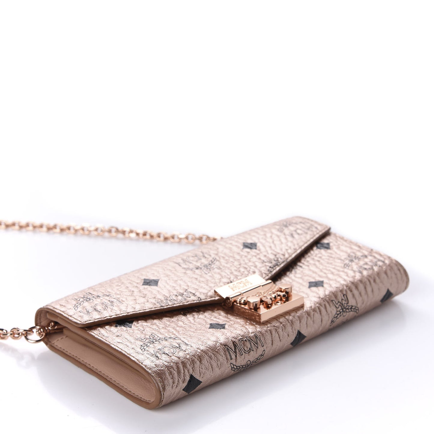 Metallic Visetos Patricia Wallet On Chain Champagne Gold