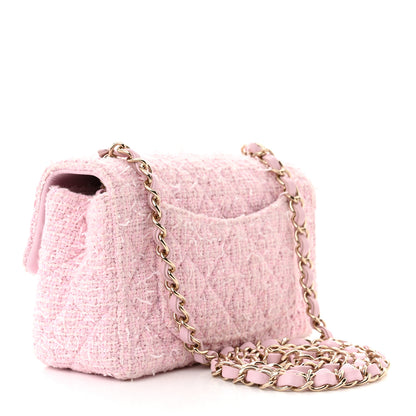 Chanel Tweed Quilted Mini Rectangular Flap Pink 3 of 10