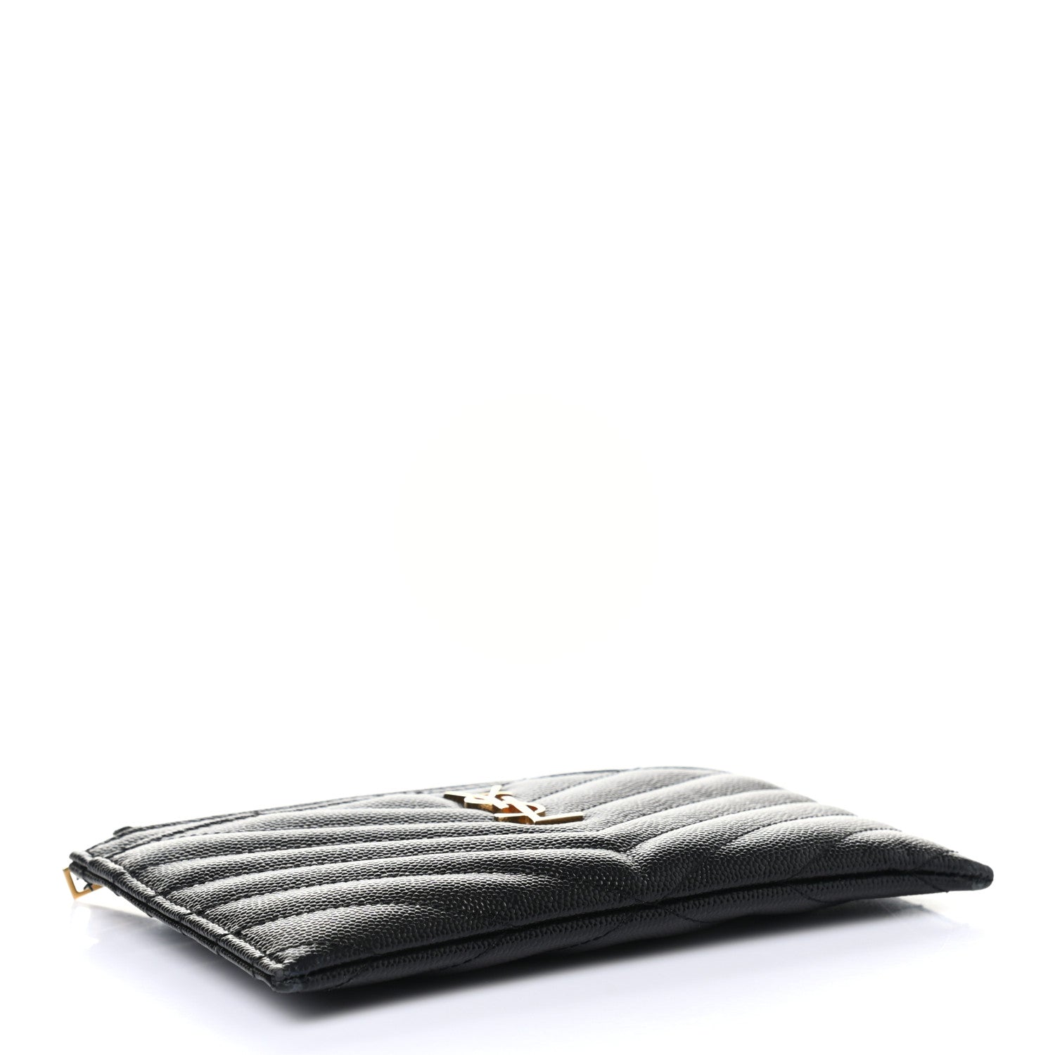 Saint Laurent Grain De Poudre Chevron Monogram Bill Pouch Black 4 of 10