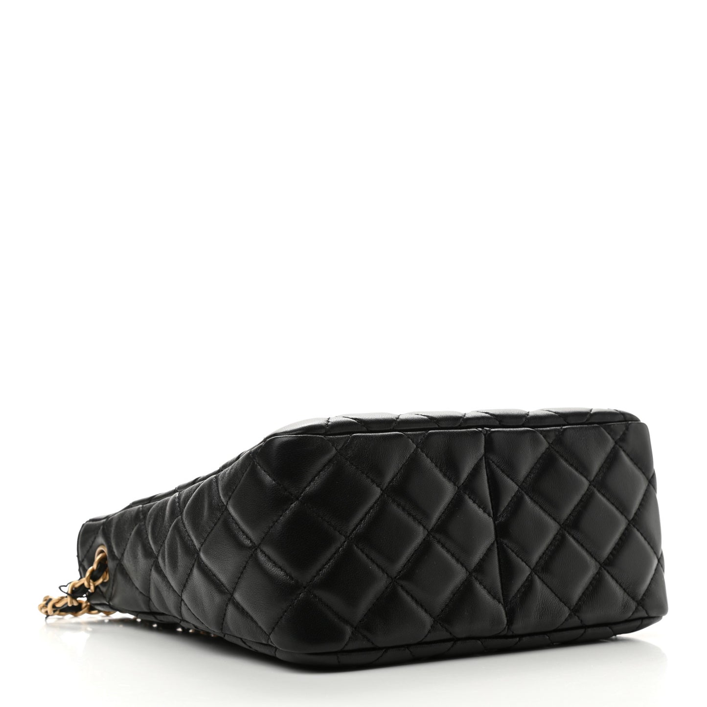 Lambskin Quilted Small Pearl Crush Hobo Black