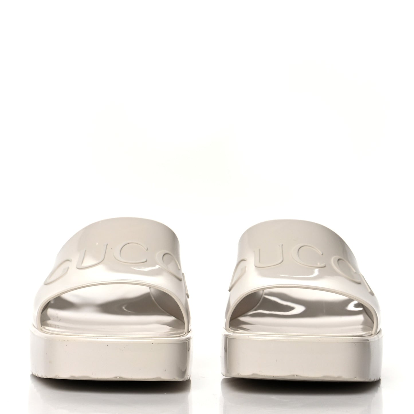 Rubber Gucci Logo Womens Platform 20/60mm Slide Sandals 37 Mystic White