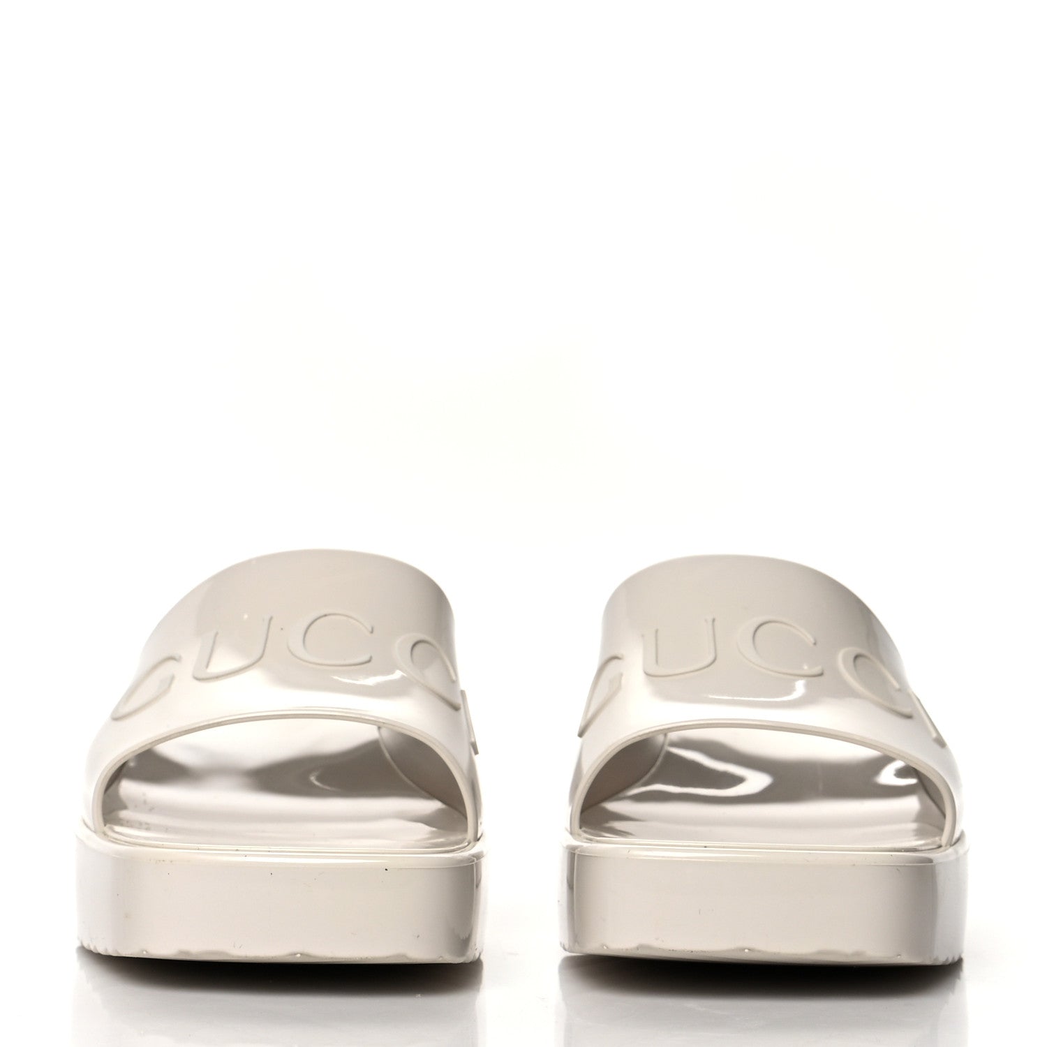 Gucci Rubber Gucci Logo Womens Platform 20/60mm Slide Sandals 37 Mystic White 2 of 9