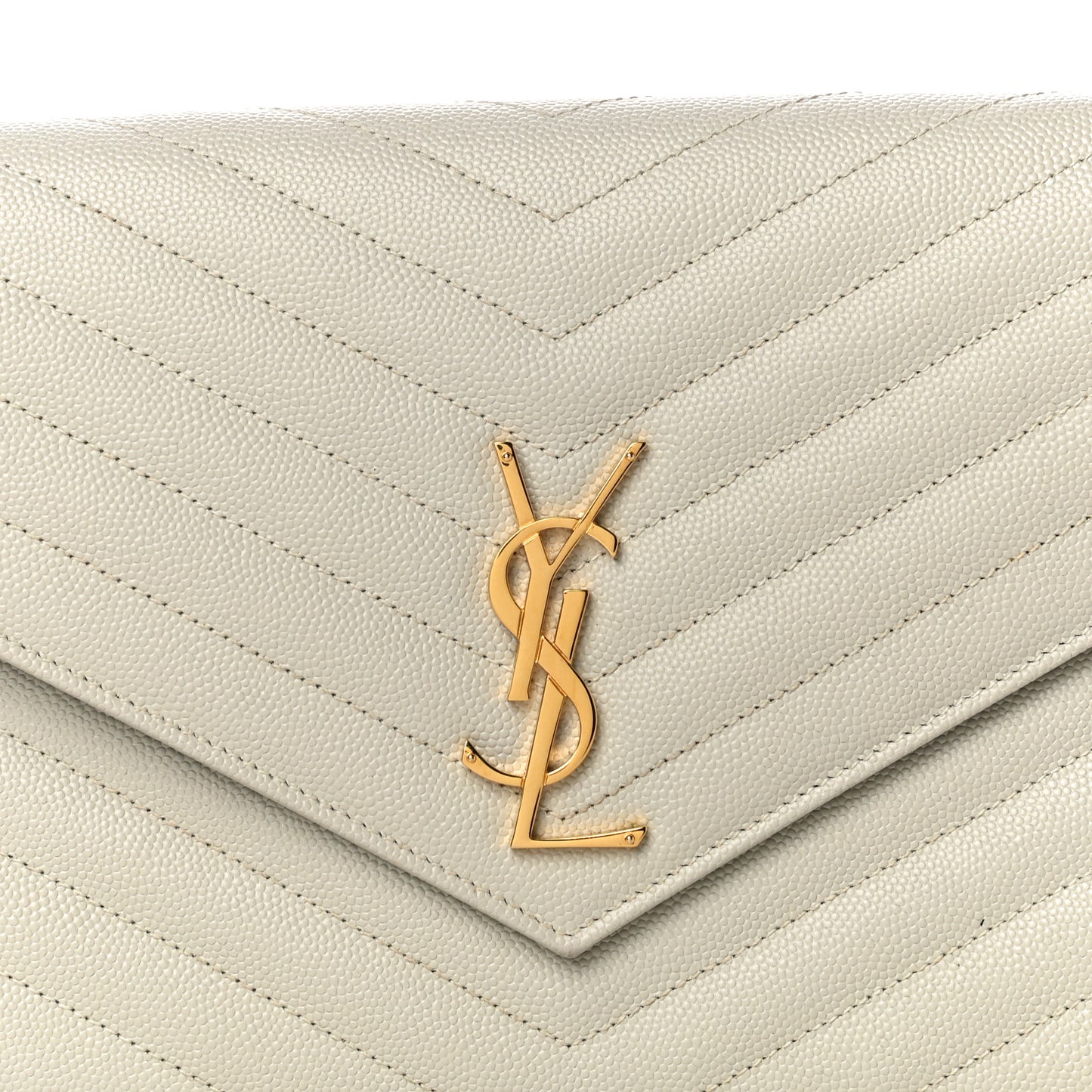 Grain De Poudre Matelasse Chevron Monogram Envelope Clutch Blanc Vintage