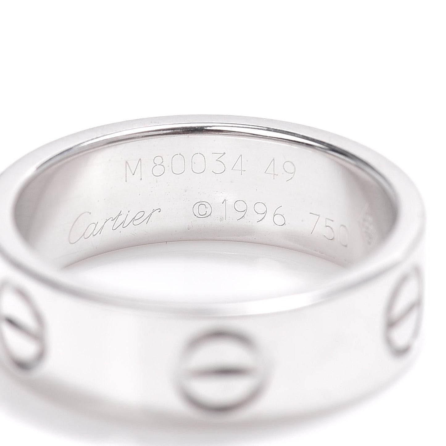 18K White Gold 5.5mm LOVE Ring 49 4.75