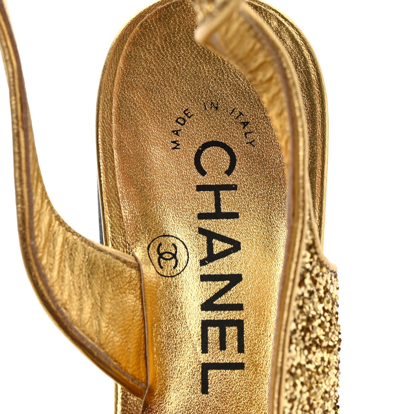 Glitter Grosgrain Cap Toe CC Slingback Pumps 36.5 Gold Black