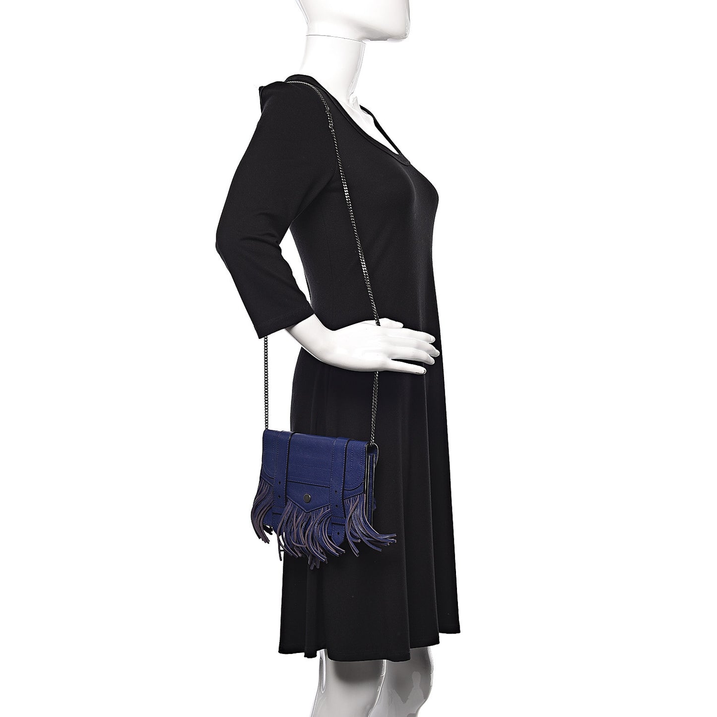 Lambskin Fringe PS1 Large Chain Wallet Cobalt Blue