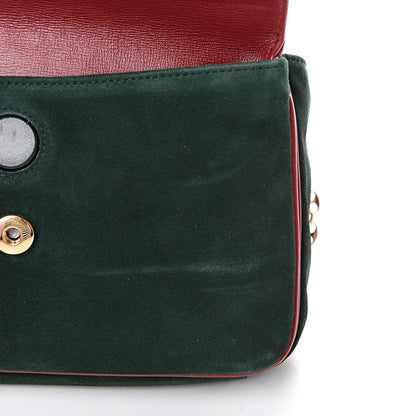 Gucci Suede Small Marina Chain Shoulder Bag Green Red 8 of 13