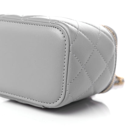 Chanel Lambskin Quilted Pearl Crush Mini Vanity Case With Chain Grey 9 of 11