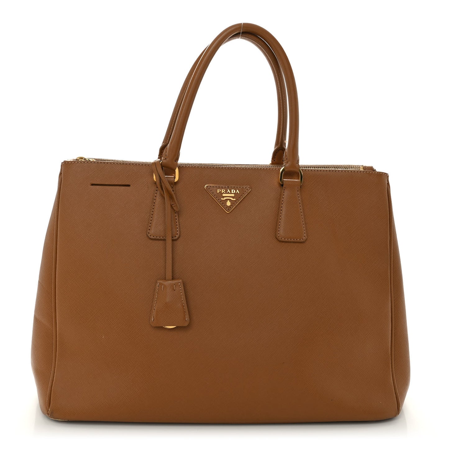Saffiano Large Galleria Double Zip Tote Caramel
