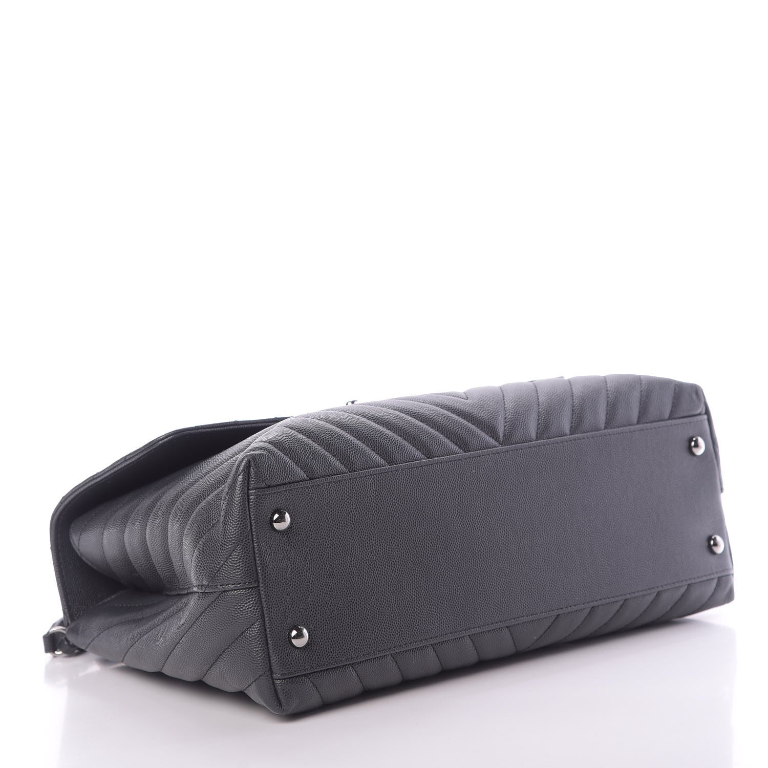 Chanel Caviar Chevron Quilted Medium Coco Handle Flap Dark Grey 4 of 13