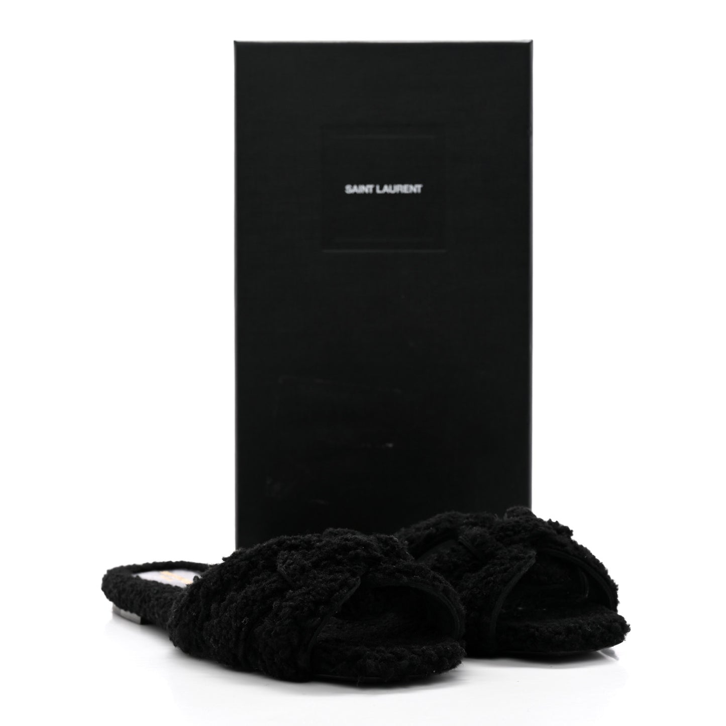Shearling Tribute Flat Mules 38.5 Black