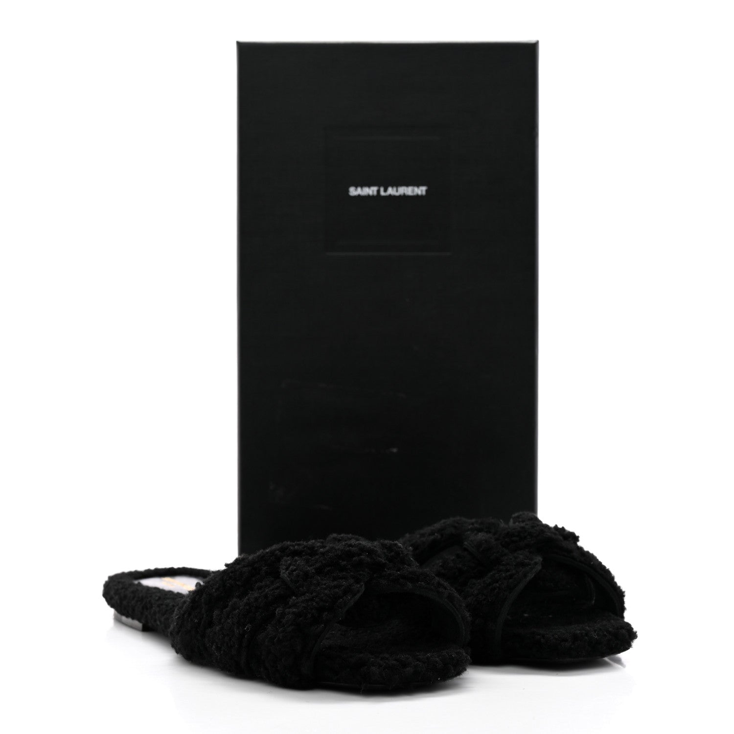Saint Laurent Shearling Tribute Flat Mules 38.5 Black 13 of 13