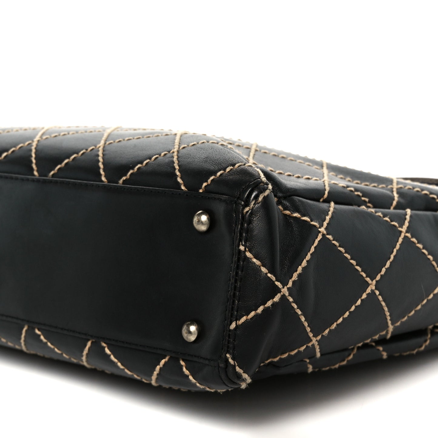 Calfskin Wild Stitch Large Tote Black