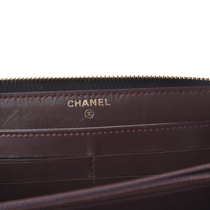 Chanel Lambskin Quilted Large Gusset Zip Around Wallet Black 5 of 7