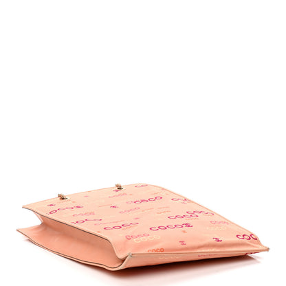 Chanel Canvas Printed Logo Tote Pink 3 of 7