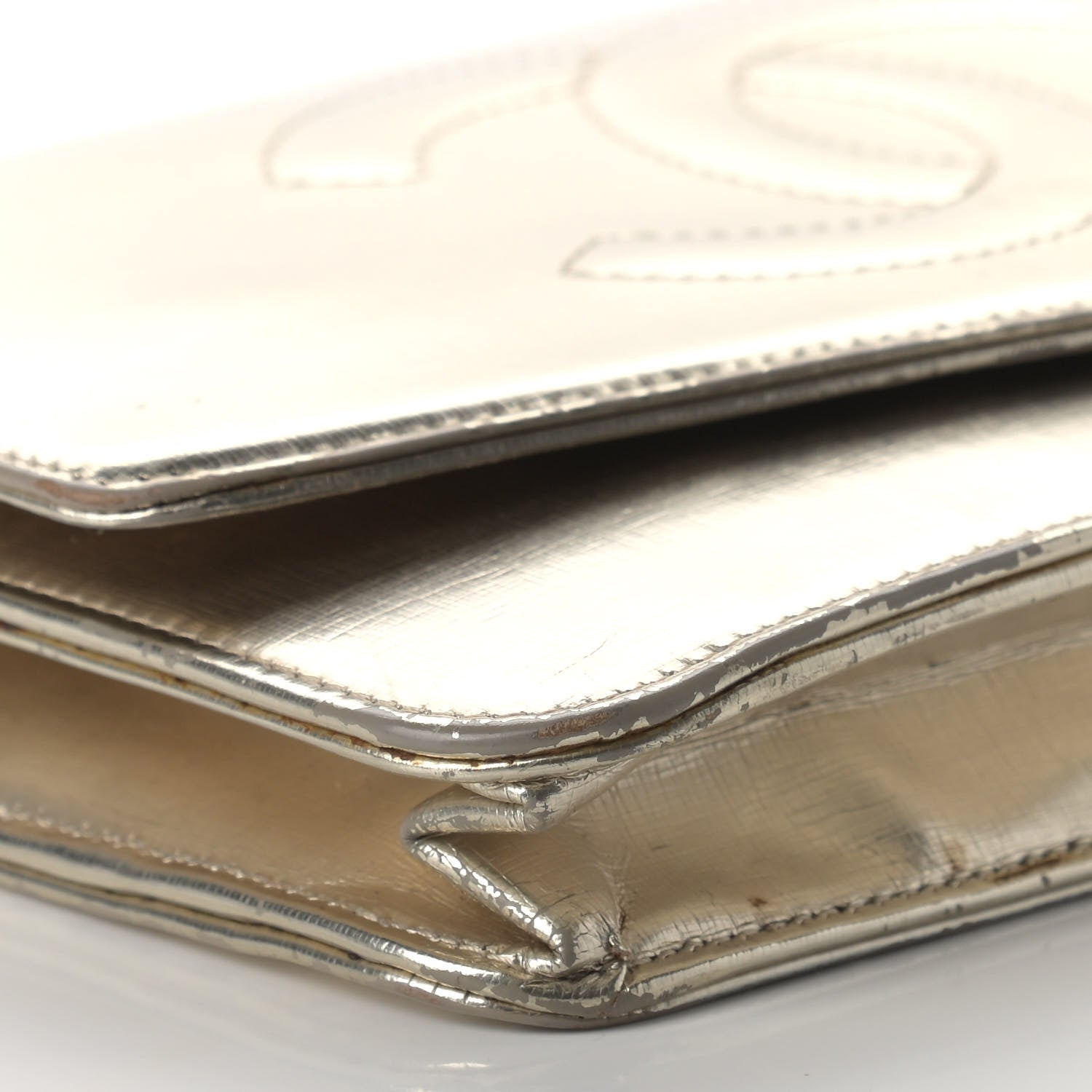 Chanel Metallic Calfskin Timeless Wallet on Chain WOC Argent Clair 9 of 10