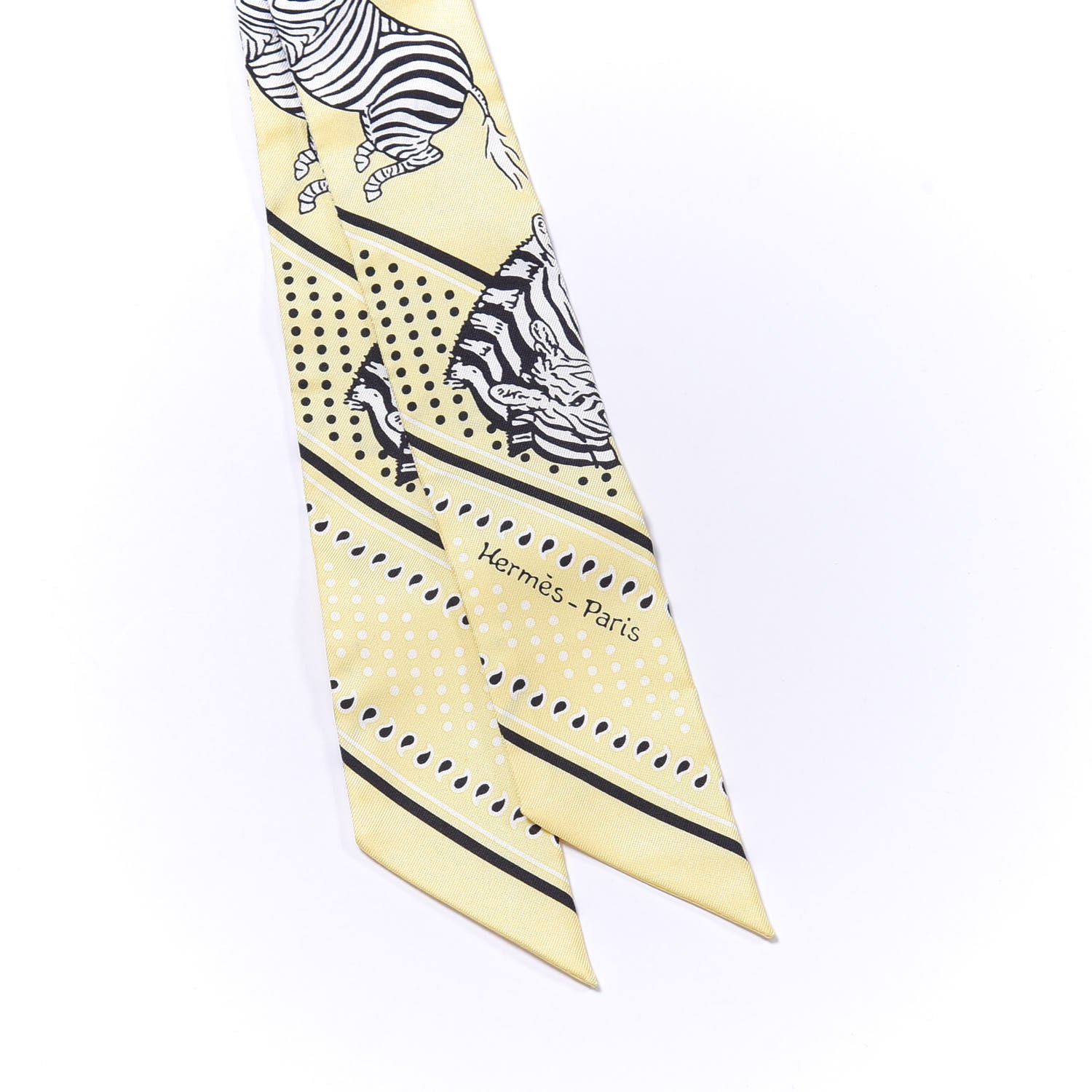 Hermes Silk Les Zebres Twilly Jaune Soufre Black 2 of 4