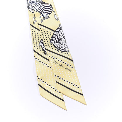 Hermes Silk Les Zebres Twilly Jaune Soufre Black 2 of 4