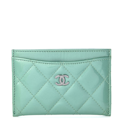 Chanel Patent Quilted Card Holder Green 1 of 9