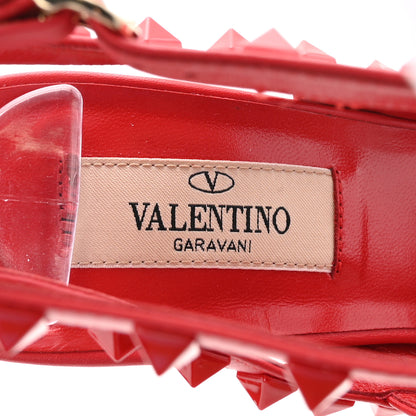Valentino Garavani Calfskin Lacquered Monochrome Rockstud Ankle Strap 100mm Pumps 37.5 Rosso Valentino 8 of 10