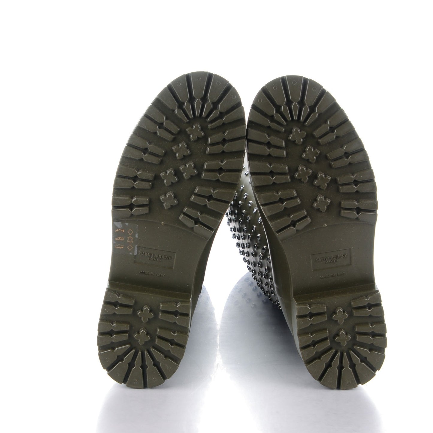 Rubber Studded Festival Rain Boots 40 New Kaki Fonce