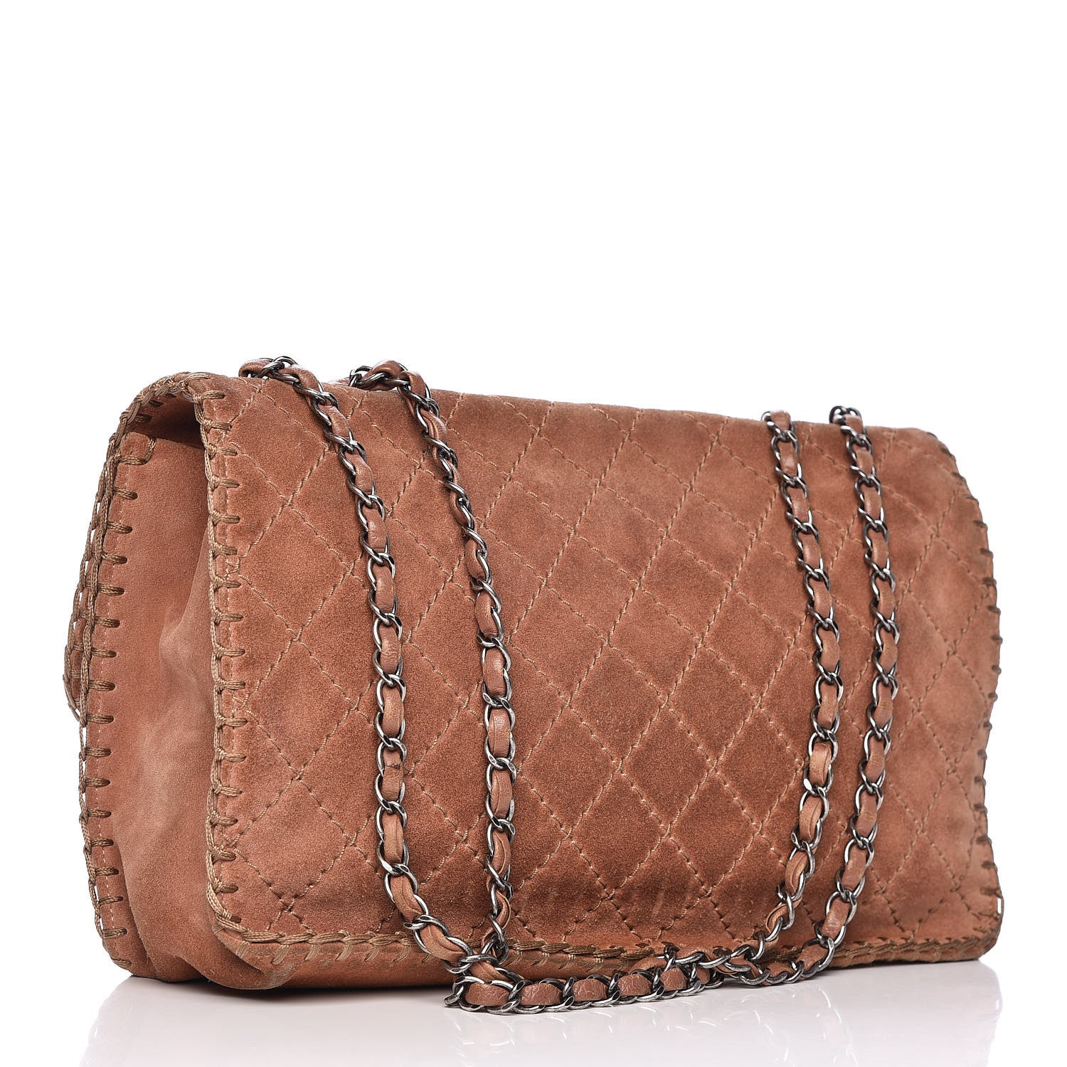 Chanel Suede Calfskin Stitch Flap Light Brown 3 of 25