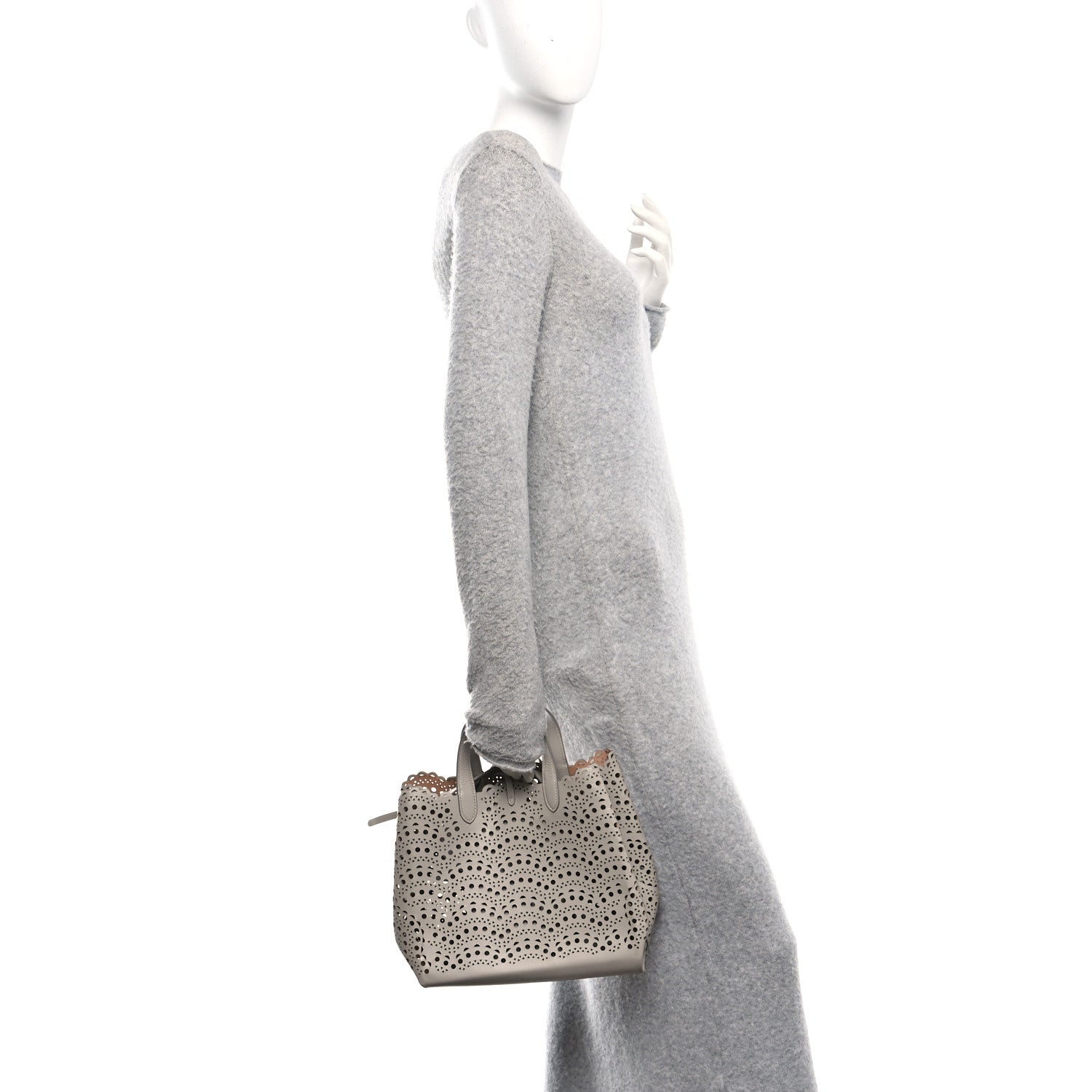 Alaia Lux Calfskin Vienne Wave Mina 25 Bag Perle 2 of 10