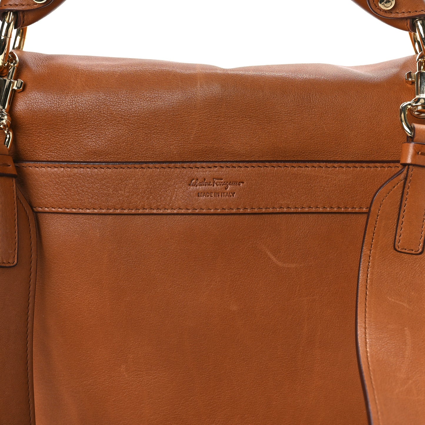 Calfskin Suzanna Gancini Satchel Brown