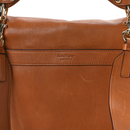 Salvatore Ferragamo Calfskin Suzanna Gancini Satchel Brown 7 of 13